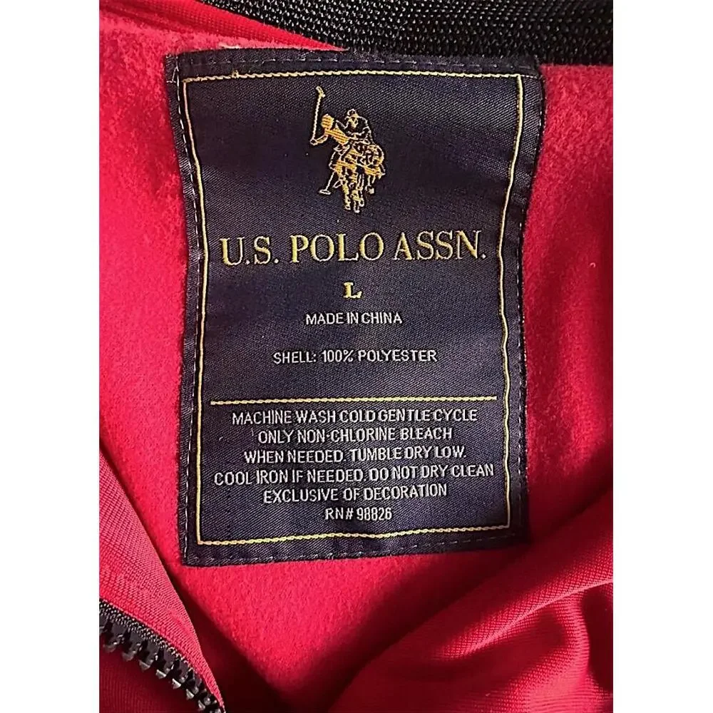 U.S POLO Assn. Track Jacket‎ Mens Red Black Athletic Full Zip Sporty Casual